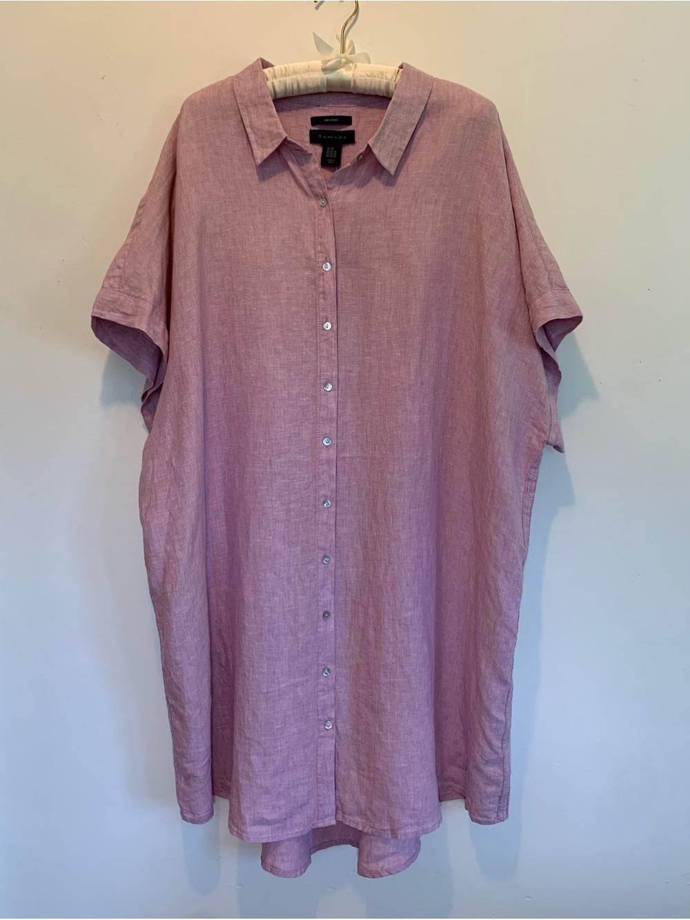 Tahari Linen Shirtdress Lilac Purple Dress